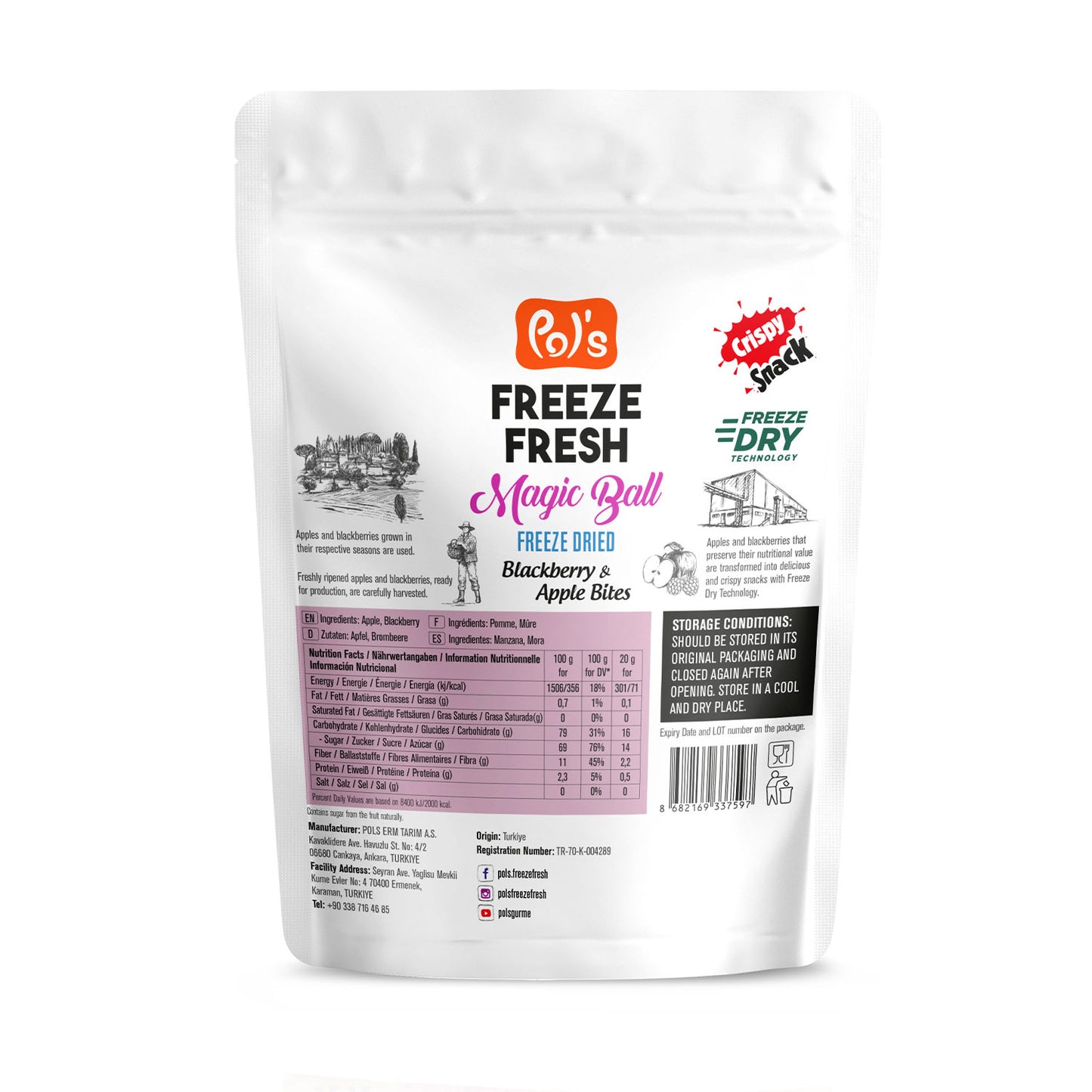 Blackberry & Apple Freeze-Dried Snacks | Pol's Freeze Fresh- 10 Pack