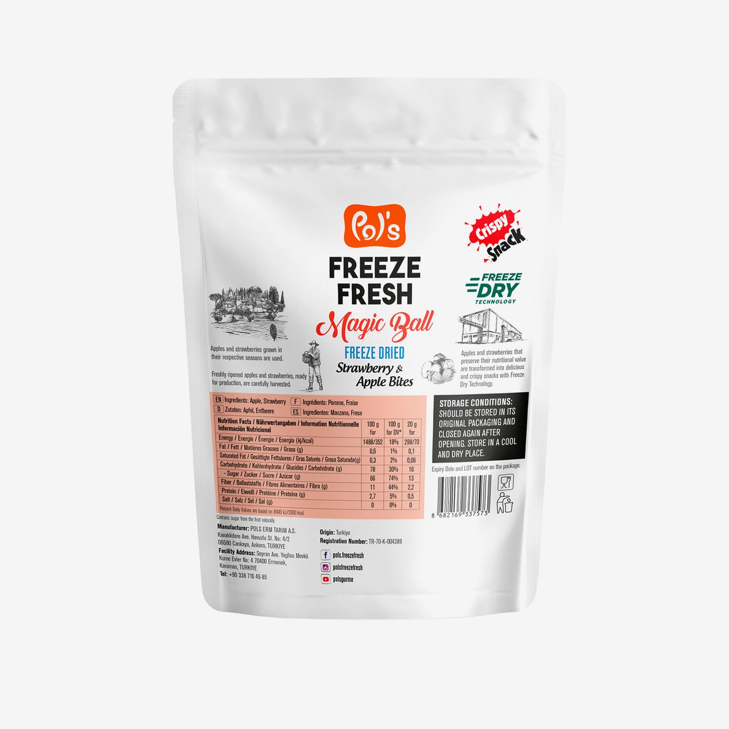 Strawberry & Apple Freeze-Dried Fruit Snacks | Pol's Freeze Fresh